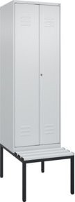 C+P Spind Classic PLUS Schwarz-Weiß Sitzbank mit 2 Abteilen, Sitzbanktyp untergebaut, Verschluss mit Zylinderschloss, B/T/H: 212,0 x 60,0 x 81,5 cm - Bild 1