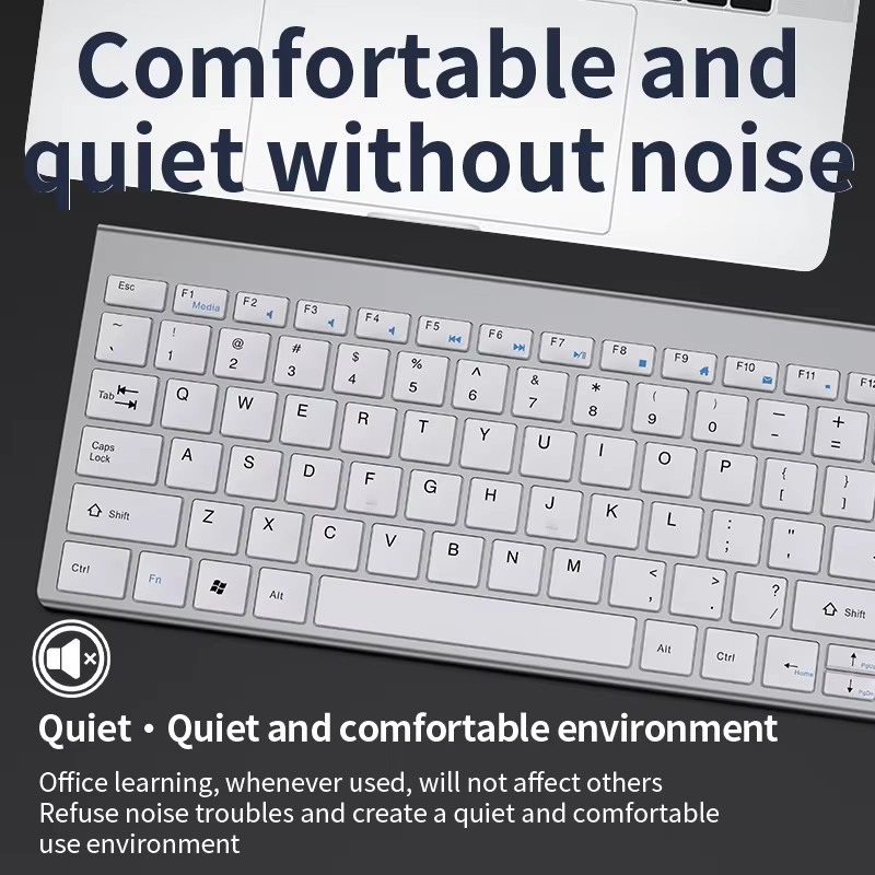Luxuglow Kabelloses Tastatur- und Maus-Set mit Bluetooth 5.0 und 2,4 G Verbindung, Mini-Multimedia-Set für Laptop, PC, TV, iPad, MacBook und Android, Schwarz oder Weiß - Bild 2