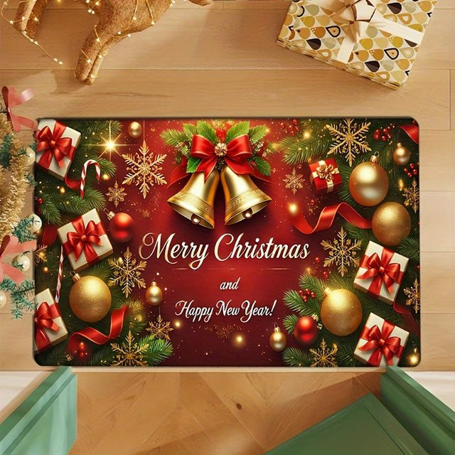 VIKAMA Weihnachtsteppich rutschfest und schmutzabweisend für Badezimmer, Küche und Veranden - Bild 1
