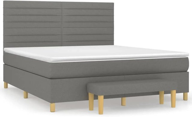 vidaXL Boxspringbett mit Matratze Hybrid-Design in Dunkelgrau, B/T/H: 160 x 200 x 30 cm - Bild 1