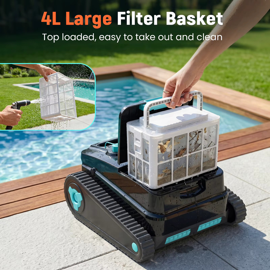 Vastorm H2 Roboter-Poolreiniger in Schwarz mit 120 Minuten Laufzeit für Wände und Wasserlinien - Bild 6