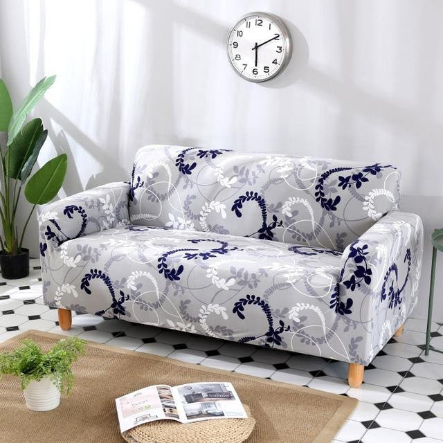 Housmife Elastischer Sofabezug aus Spandex mit floralem Muster, Grau, für 1-Sitzer, Breite: 90-140 cm - Bild 1