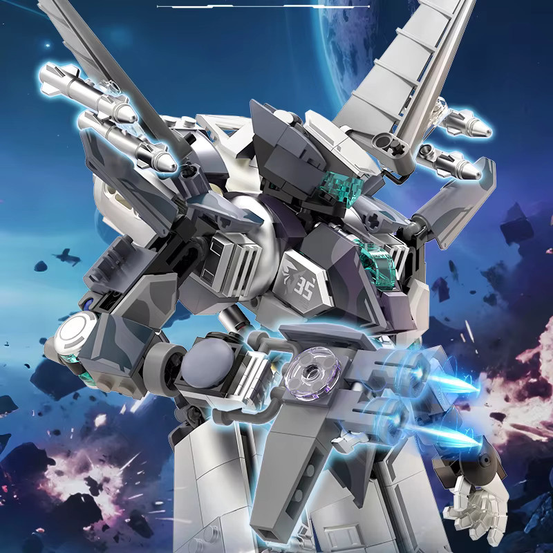 M MENBIS Star Battle Mech Roboter Baustein Set mit 600 Teilen in Grau - Bild 3