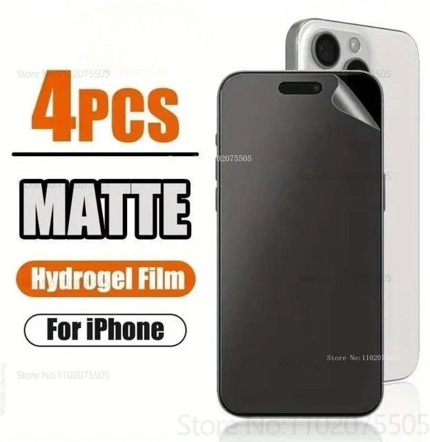 4 Stück HKVZ matte TPU-Hydrogelfolie Displayschutzfolie für iPhone 11 bis iPhone 17 Pro Max transparent - Bild 1