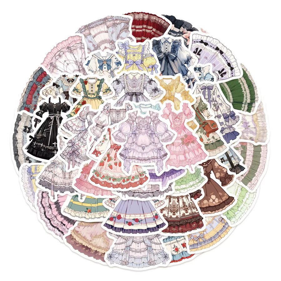50-teiliges Set wasserfeste Lolita Aufkleber im Girly-Stil von Anime Worlds Store, Mehrfarbig - Bild 2