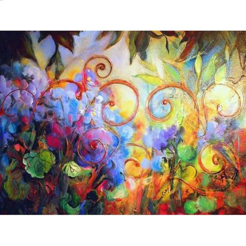 FIYO 5D Diamantgemälde zum Selbermachen mit bunten Blumen, Mosaik-Stickerei aus Kunststoff und Kunstharz, mehrfarbig, B/H: 20 x 30 cm - Bild 1