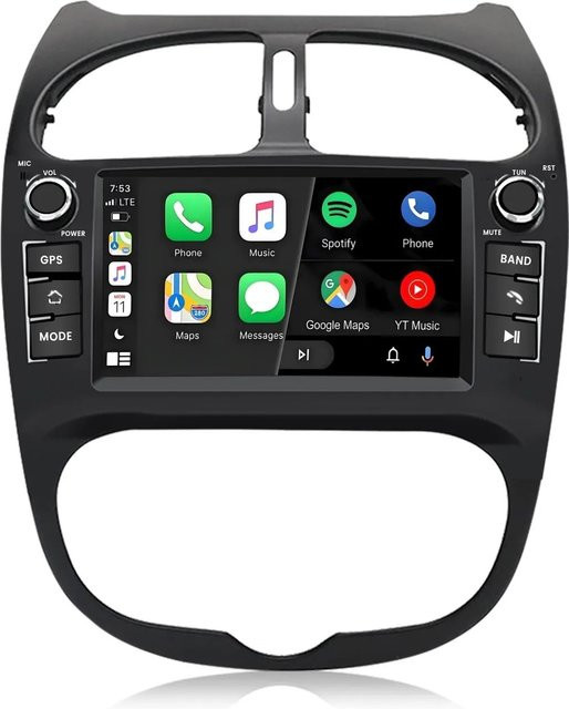 Junsun Autoradio für Peugeot 206 (2001-2016) in Schwarz mit Bluetooth, Wi-Fi und GPS - Bild 1