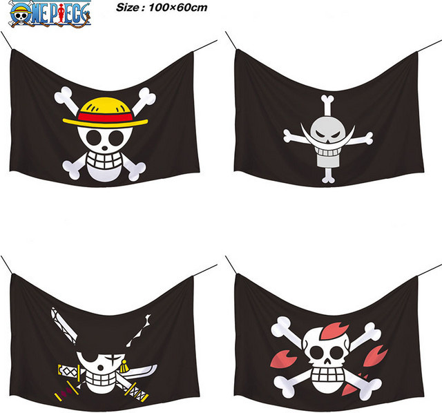 ONE PIECE Wandbanner Piraten-Schädel-Flagge in Schwarz als Wanddekoration für dein Schlafzimmer - Bild 1