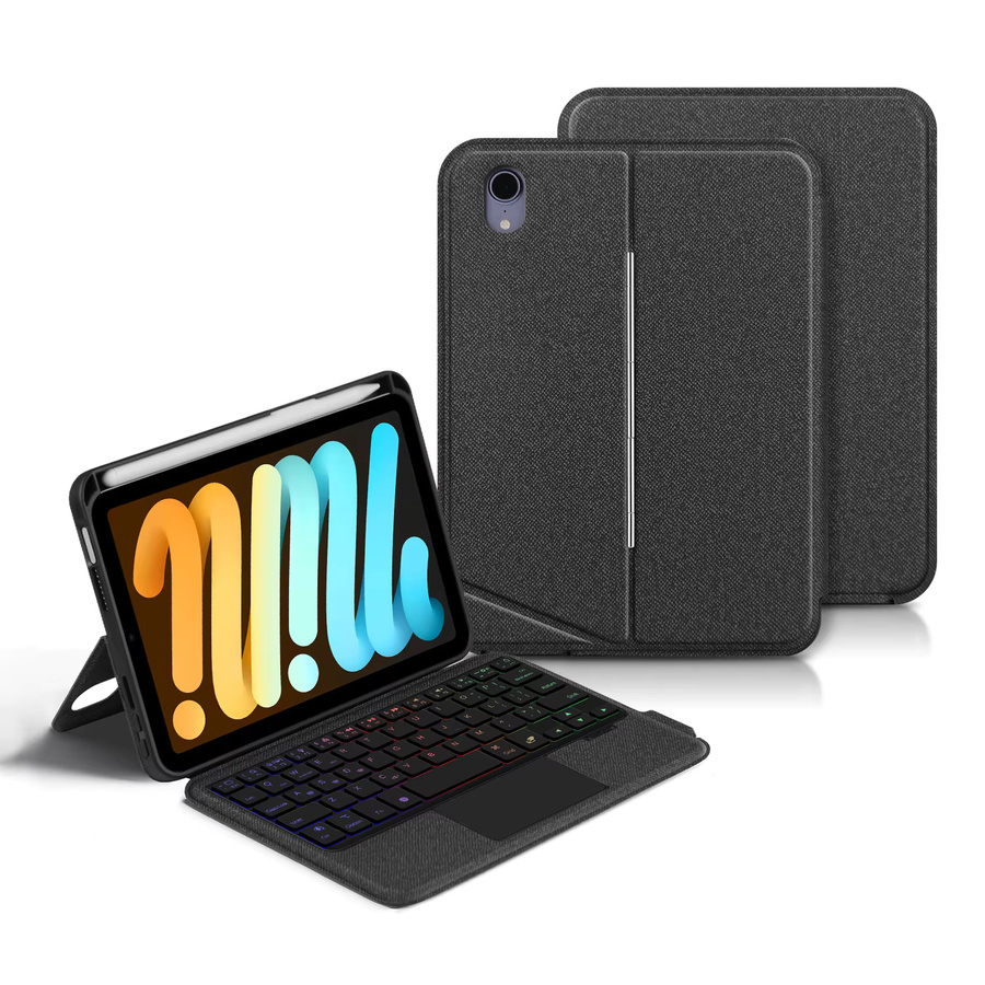 AJIUYU Touchpad-Tastatur Hülle für iPad Mini 7 und Mini 6 (8,3 Zoll), abnehmbares Magic Keyboard in Schwarz - Bild 4
