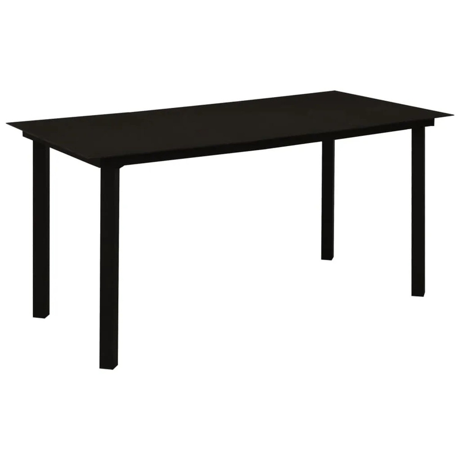 vidaXL Garten-Esstisch modern aus Stahl und Glas in Schwarz, B/T/H: 150 x 80 x 74 cm - Bild 1