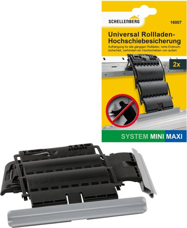 Schellenberg Universal Hochschiebesicherung 2er-Set in Schwarz für Rollladensysteme Maxi und Mini - Bild 2