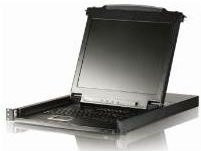 ATEN Arbeitskonsole CL5708M (DE) mit integriertem KVM-Switch für 17 Zoll, USB und PS/2, Farbe Schwarz, zum Einbau in 19 Zoll Schränke - Bild 1