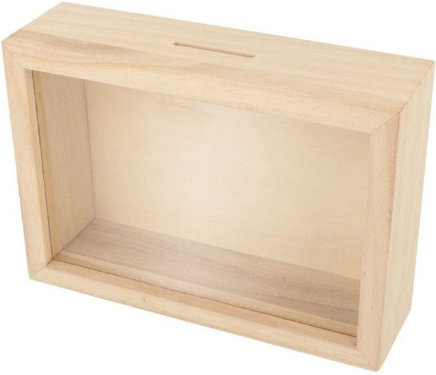 Personalisierbare Spardose aus Naturholz von MegaCrea, transparent, B/T/H: 17 x 12 x 5 cm - Bild 1