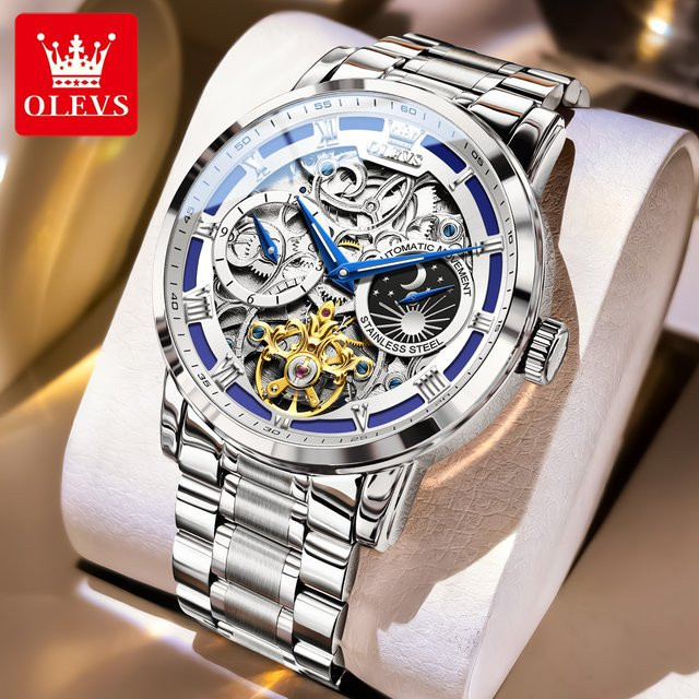 OLEVS Armbanduhr Automatik, Edelstahl, Mondphasenanzeige, Herren - Bild 1