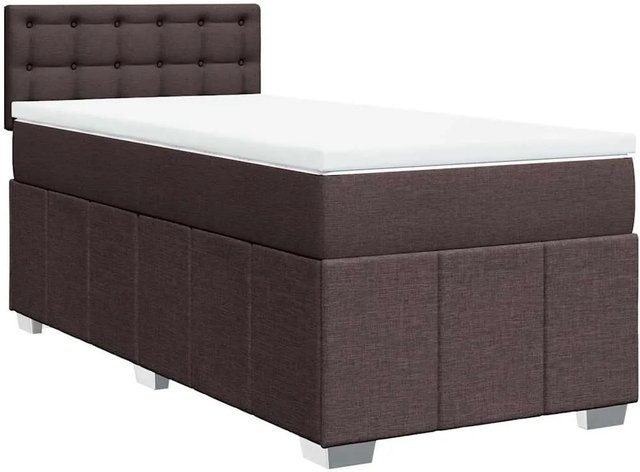 vidaXL Boxspringbett Hybrid mit Matratze Dunkelbraun B/T/H: 90 x 200 cm - Bild 1