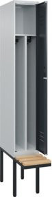 C+P Spind Classic PLUS Garderobenschrank mit Sitzbank, 1 Abteil, Grau, B/H/T: 212,0 x 81,5 x 30,0 cm - Bild 1