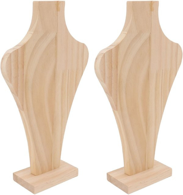 2er Set Vasenförmige Halskettenständer aus Massivholz in Beige von Painter - Bild 1