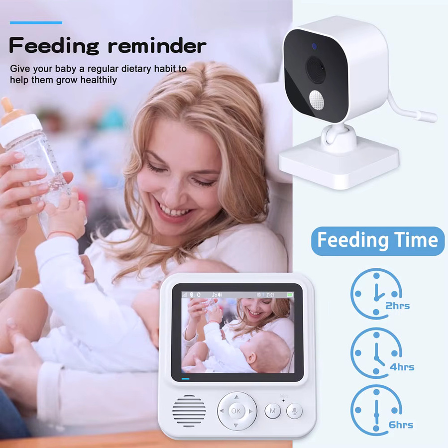 Cdycam Video-Funk-Babyphone mit 2,8-Zoll-Farbüberwachungskamera, Nachtsicht, Temperaturüberwachung und 2-Wege-Gegensprechfunktion in Weiß - Bild 2