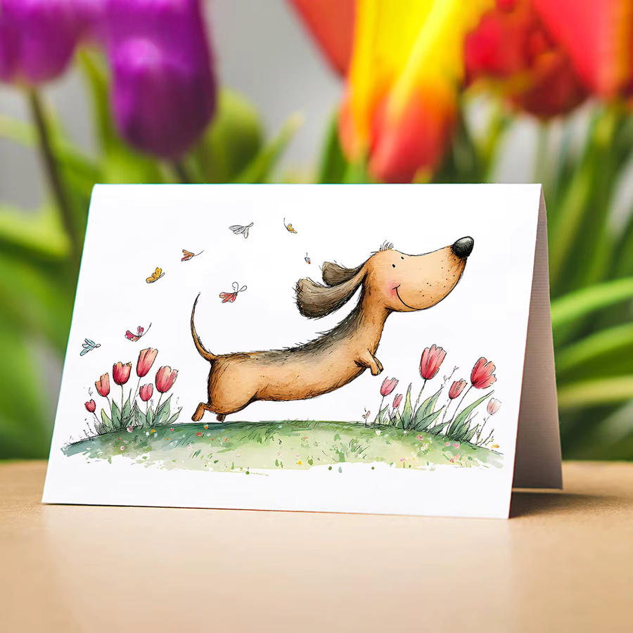 6er Set Aquarell Dackel Grußkarten mit Umschlägen, unbeschriftete Notizkarten für Hundeliebhaber in Multicolor - Bild 2