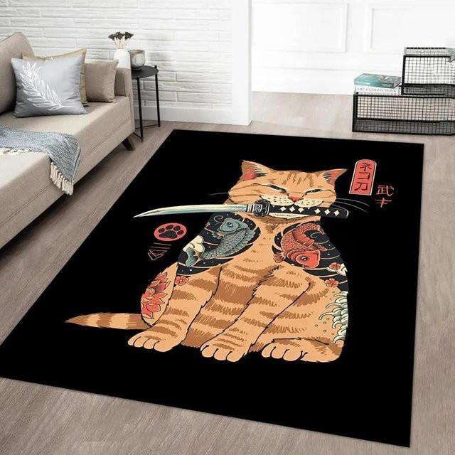 Japanischer Anime Katzen Teppich von Lodestar, bunt, B/B: 120 x 80 cm - Bild 1