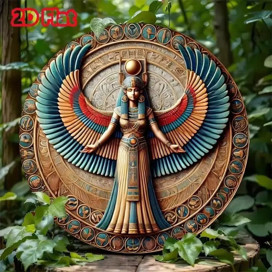 GoddessRoundEgyptian Rundes Aluminiumschild mit ägyptischer Göttin in Multicolor, Durchmesser: 20 cm - Bild 4