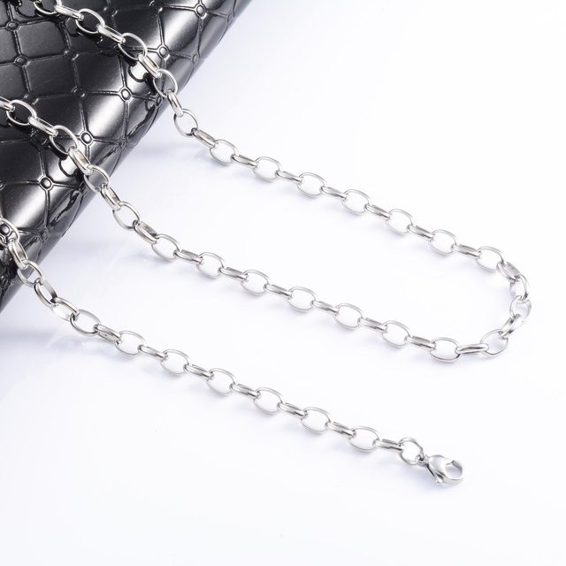 Halskette 316L Edelstahl, Oval O-Gliederkette, Silber, 51cm, Unisex - Bild 1