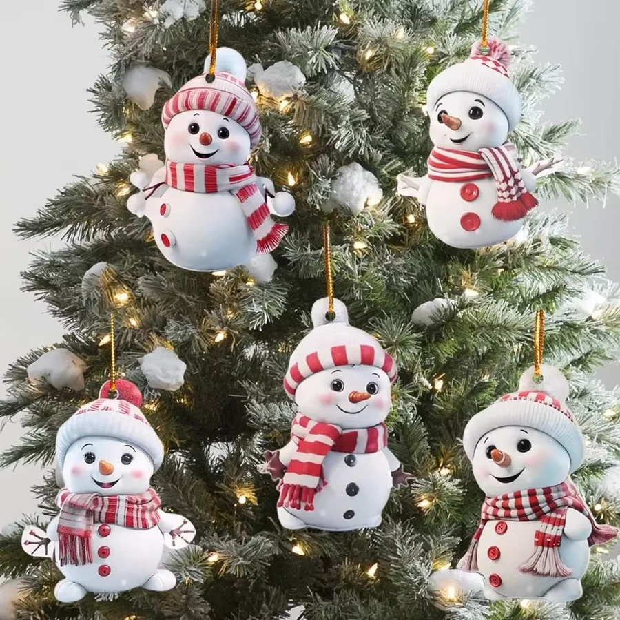 Runtow 5er Set Weihnachts-Anhänger mit Schneemann-Figuren zur Dekoration für den Weihnachtsbaum und das Neujahr - Bild 5