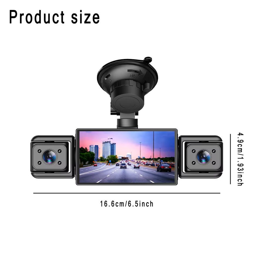 BCUOZ 4-Kanal Dashcam mit 1080P Full HD Frontkamera, 720P Seiten- und Rückkameras, Panoramablick, Super-Nachtsicht und 24-Stunden-Parküberwachung in Schwarz - Bild 2