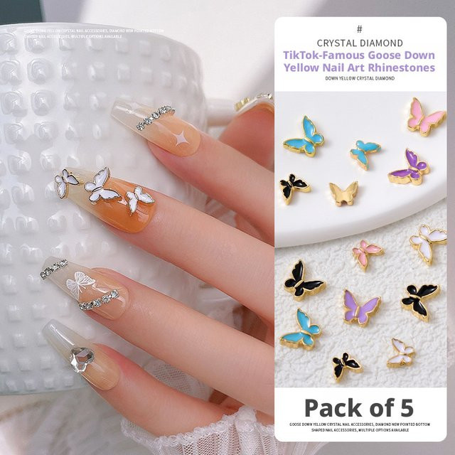 YYM Schmetterlings-Nagelanhänger, 10 Stück, Metall-Kristall, Strass, 3D-Nageljuwelen - Bild 1