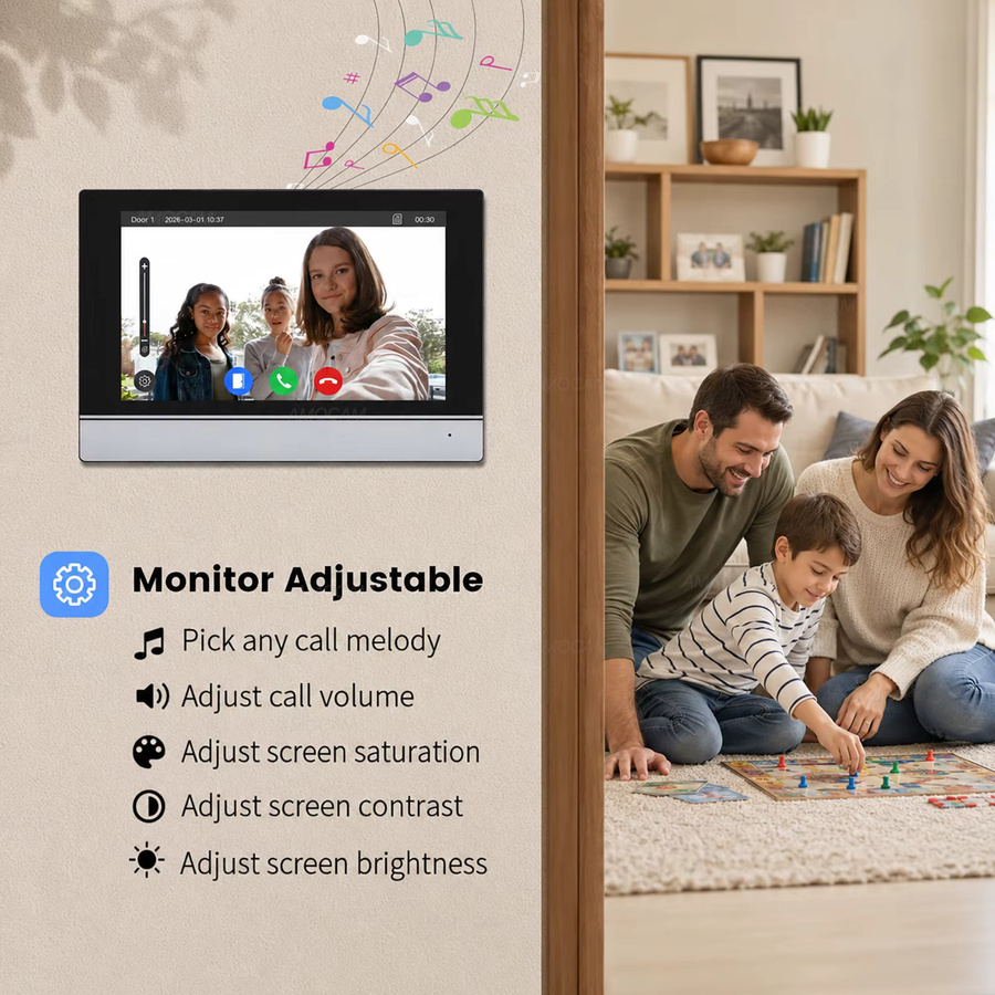 AMOCAM Smarte Video-Türklingel in Silber, 1080P WLAN Video-Gegensprechanlage mit Tuya Zwei-Wege-Kommunikation und Türöffner-Funktion, 4-Draht-System - Bild 5
