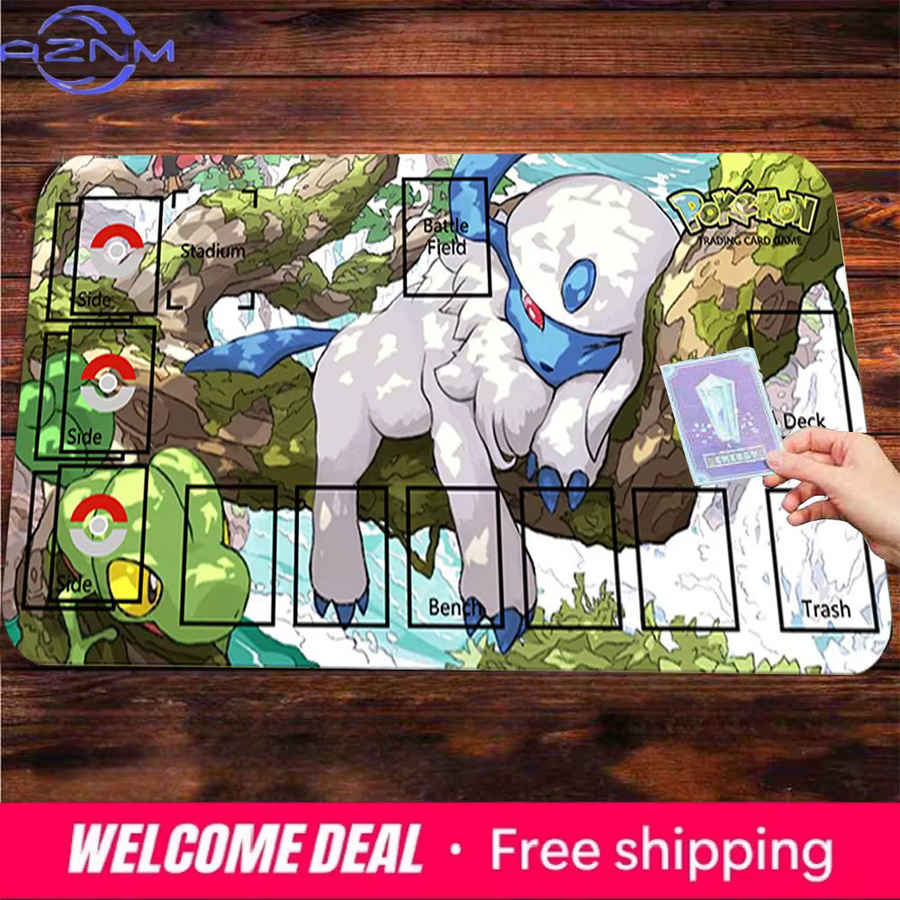 Potdemiel Pokemon TCG Battle Playmat mit Absol und Bulbasaur Waldszene, Gaming-Mauspad Schreibtischunterlage, Mehrfarbig - Bild 2