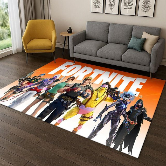 Rutschfester 3D-Fortnite-Spielteppich mit Cartoon-Motiv für Kinder, schwarz und mehrfarbig, B/H: 60 x 40 cm - Bild 1