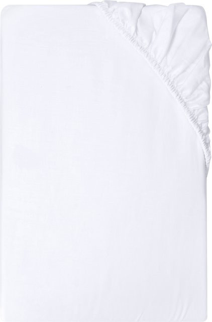 LIVARNO Mako-Satin Spannbettlaken aus Baumwolle, Weiss, B/T: 180 x 200 cm - Bild 1
