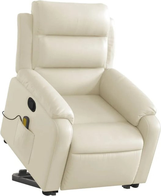 vidaXL Massagesessel mit Aufstehhilfe in Creme aus Kunstleder - Bild 1