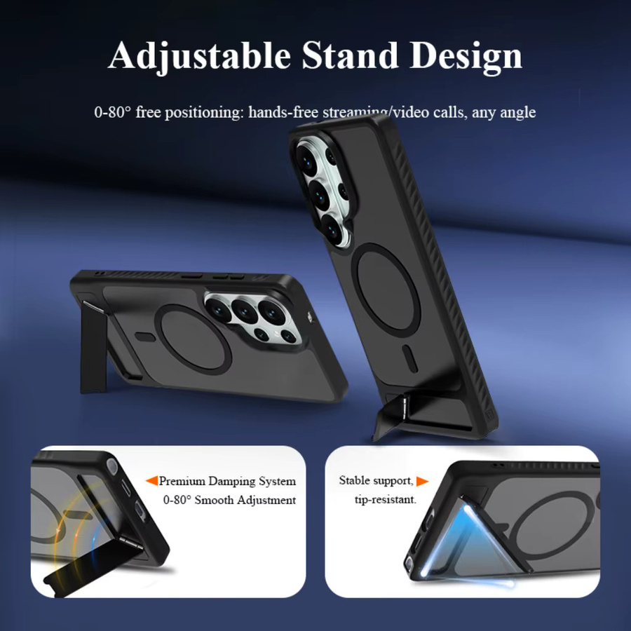 SZMUGUA MagSafe Magnetische Handyhülle mit unsichtbarem Ständer für Samsung Galaxy S26 Ultra S25 Edge FE S24+ Plus in Schwarz - Bild 4