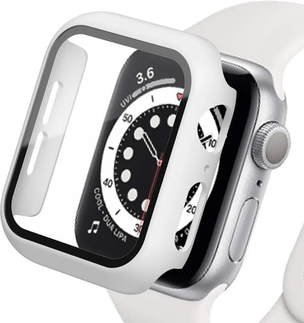 MY-CASE Schutzhülle aus gehärtetem Glas für Apple Watch, Weiß, Unisex - Bild 1