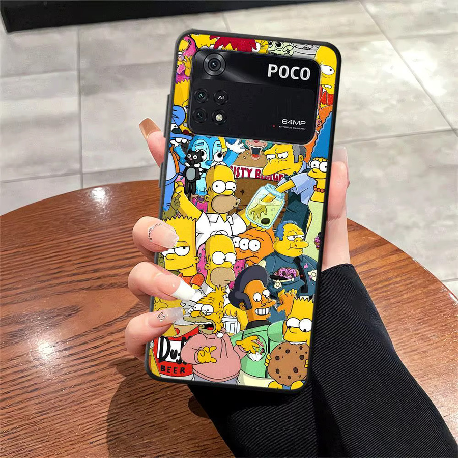 Schwarze Handyhülle mit The Simpsons Cartoon Motiv für Xiaomi Poco Modelle - Bild 3