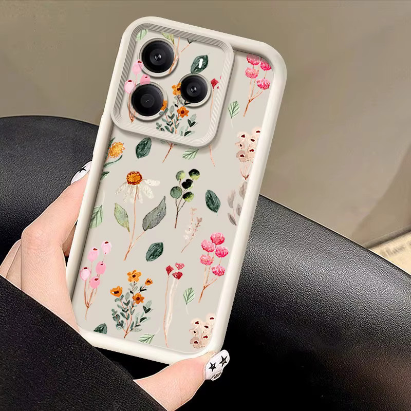 Stoßfeste Silikon Handyhülle mit Blumenmuster für Xiaomi Redmi Note 14 13 Pro 4G und Note 13 14 Pro Plus 5G in Weiß und Multicolour - Bild 4