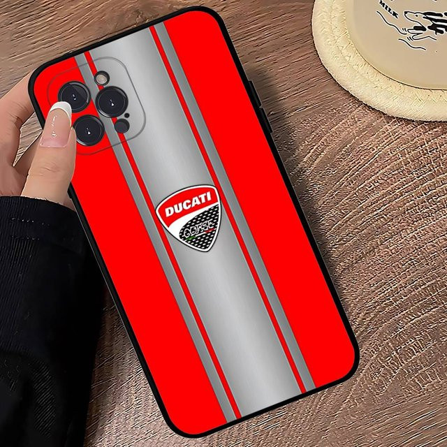 Stoßfeste weiche Handyhülle D-Ducaties Motorradrennen für Apple iPhone 17 16 15 14 13 12 11 Pro Max Plus in Schwarz und Rot - Bild 1