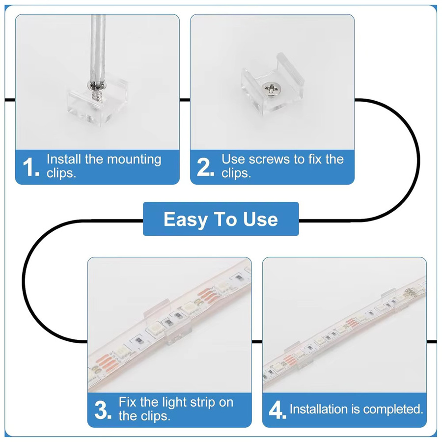 YSRSAI LED-Verbindungsclips aus transparentem Kunststoff für COB und Neonlichtbänder, passend für 6mm, 8mm, 12mm und 15mm Breite - Bild 4