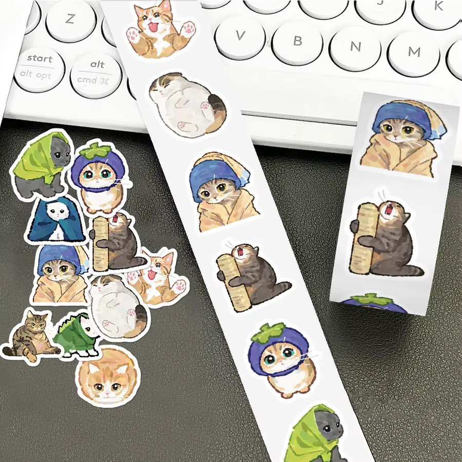 500 Stück Cartoon-Katze Juanjuan Aufkleber in Multicolor von BulingBulingStickers Store zur Dekoration von Tagebüchern und Sammelalben - Bild 2