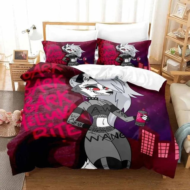 Loona Boss Bettwäscheset mit Anime-Motiv in Lila, bestehend aus Bettbezug und Kissenbezug, B/H: 140 x 210 cm - Bild 1