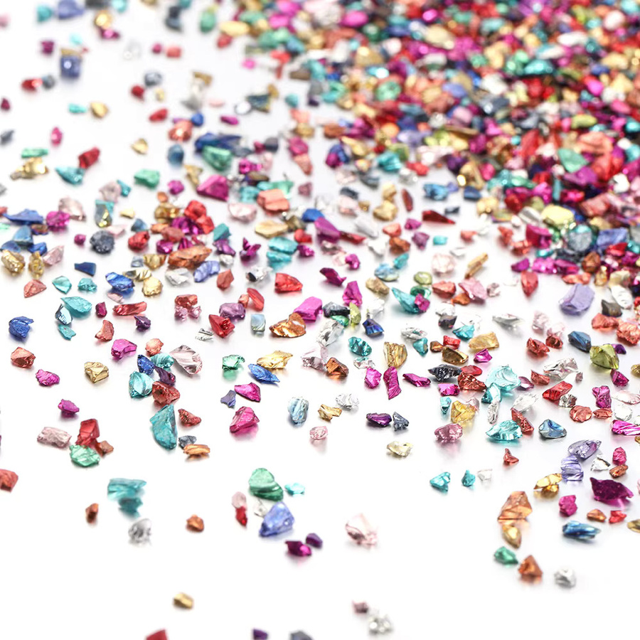 AGCFABS Dekorative Kristall-Steine aus Glas und Metall in Grün und Multicolour, 50 g Füllstoff für DIY Epoxidharz-Dekorationen und Tischdekoration - Bild 1