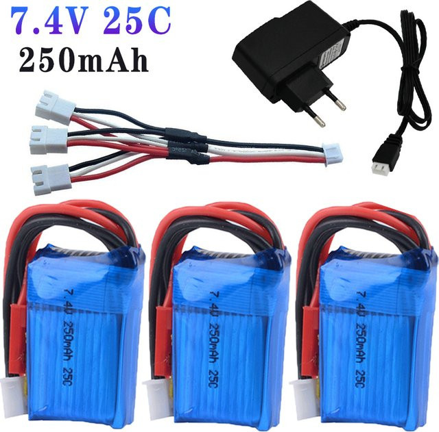 TERFPV 7,4V 250mAh 25C LIPO-Akku für Orlando Hunter 1:35 RC Kletterauto, 2S Batterie in Blau - Bild 1