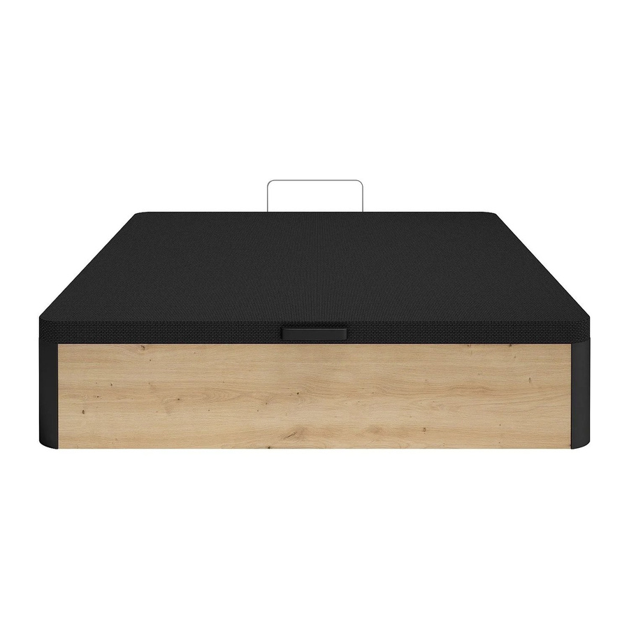 Vente-unique Bettgestell Namosi mit Bettkasten, Schwarz und Naturfarben Hell, B/T: 200 x 120 cm - Bild 2