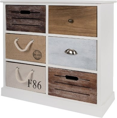 Kommode Eliza von MyFlair in Multicolour aus Paulownia-Holz mit 6 Schubladen im Landhausstil, B/T/H: 72 x 30 x 60 cm - Bild 1