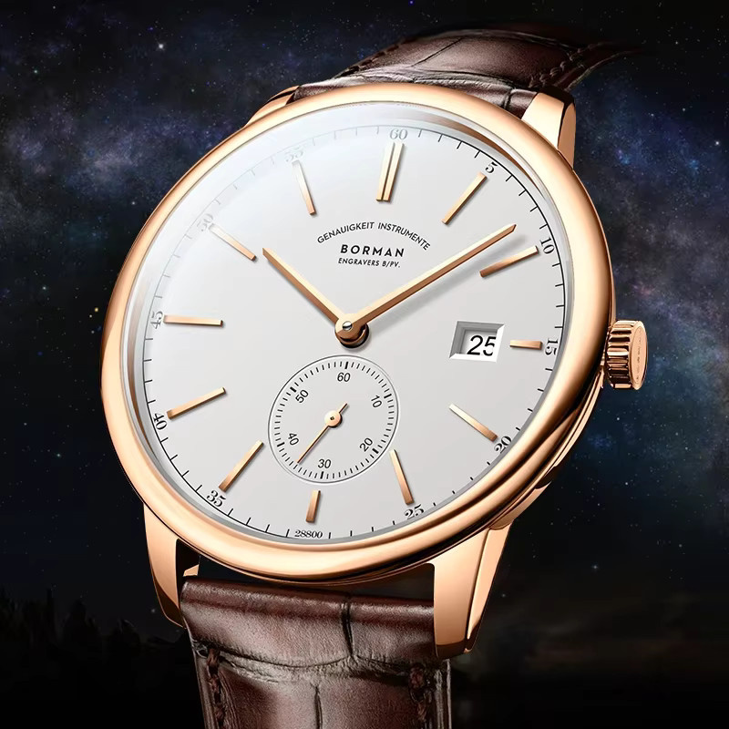 BORMAN Armbanduhr Automatik, 42 mm, Leder, Roségold, Herren - Bild 3