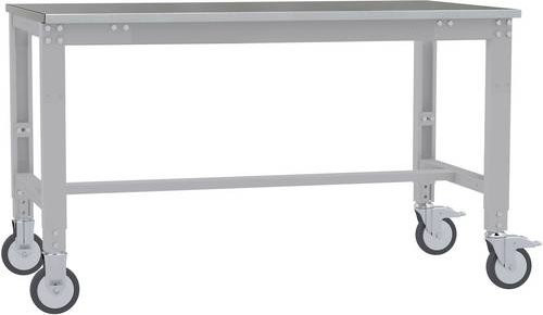 Manuflex AU7324.9006 Universal Arbeitstisch mobil mit Blechbelagplatte in Alusilber, B/T/H: 125 x 60 x 75,2-97,2 cm - Bild 1