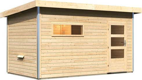 Karibu Saunahaus Schwanenburg 3 aus Fichte in Beige, B/T/H: 393 x 231 x 239 cm - Bild 1