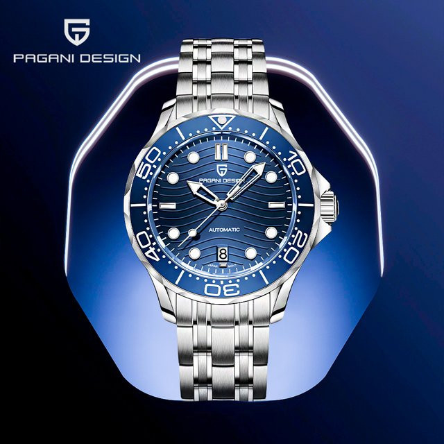 Pagani Design Armbanduhr, Automatik, Edelstahl, Blau, Herren - Bild 1